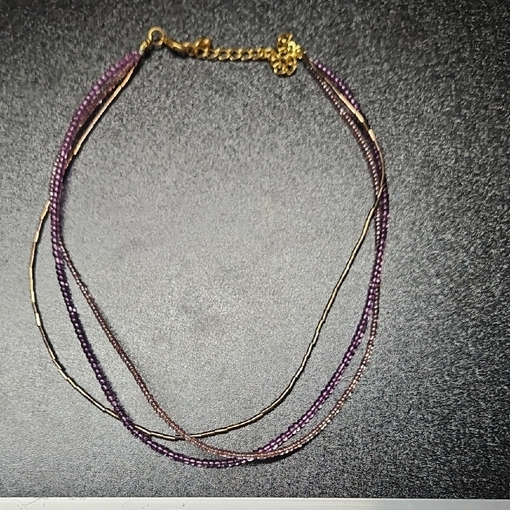 🟢Elegant Purple and Gold Beaded Necklace🟢
